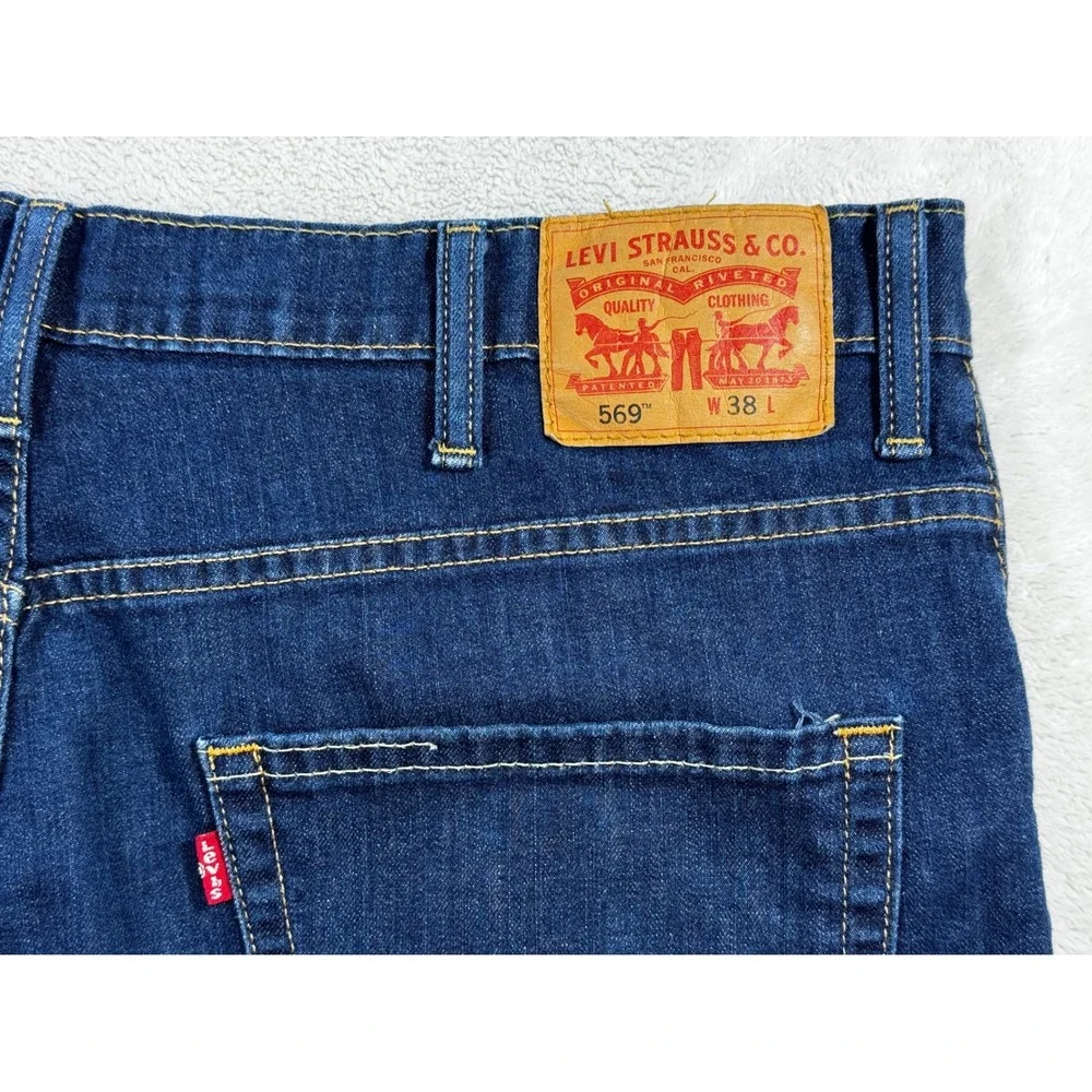 Levi's Mens 569 Loose Straight Dark Wash Blue Denim Shorts W38 Meas: 38x11.5